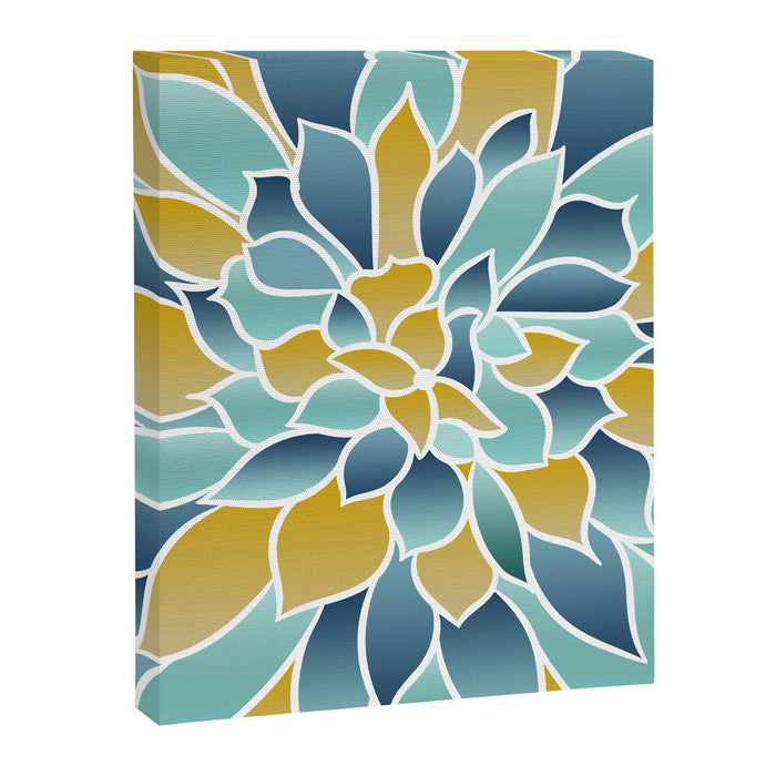 Modern, Floral Prints, Yellow, Blue and Teal Canvas Print Gallery Image 1