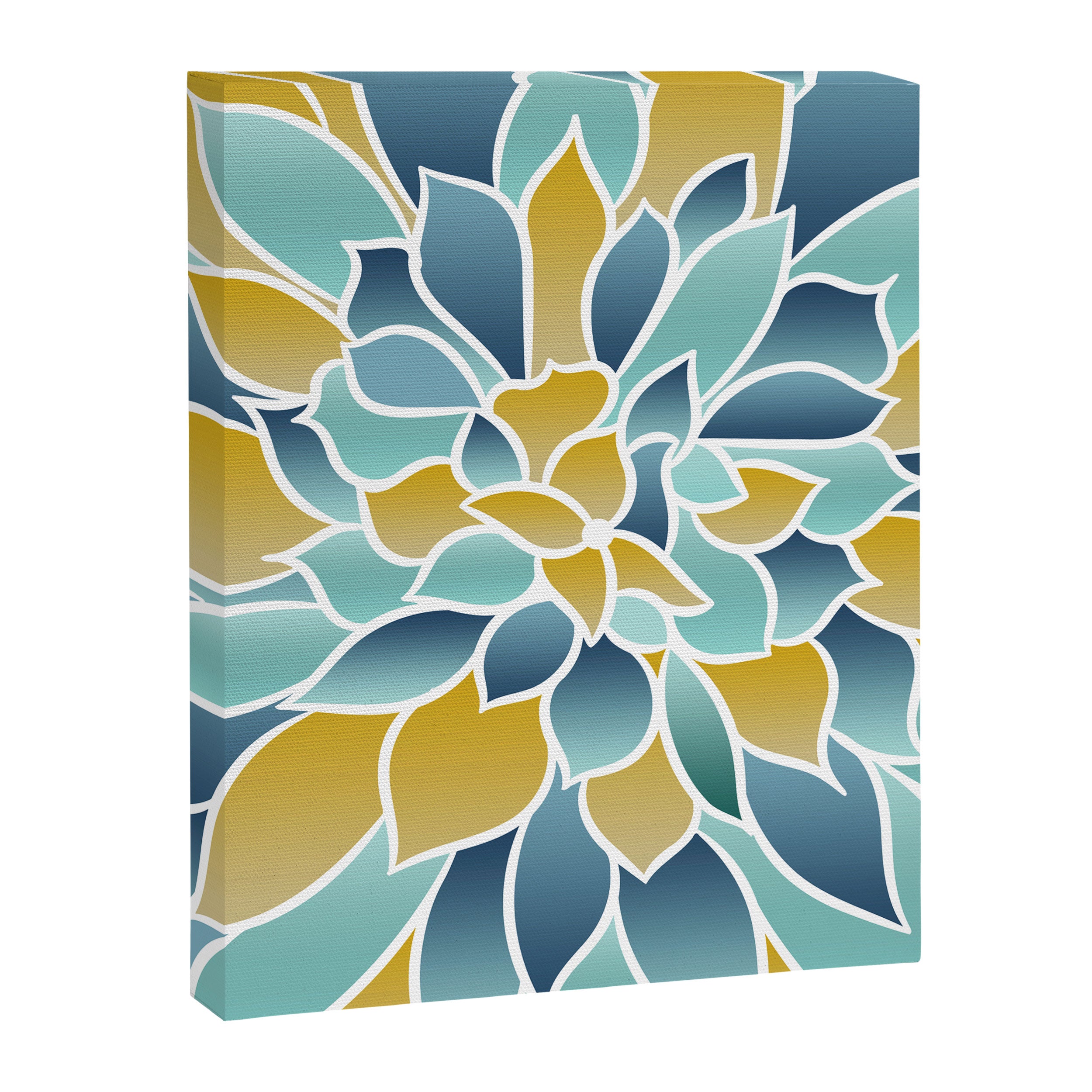 Modern, Floral Prints, Yellow, Blue and Teal Canvas Print Gallery Image 8