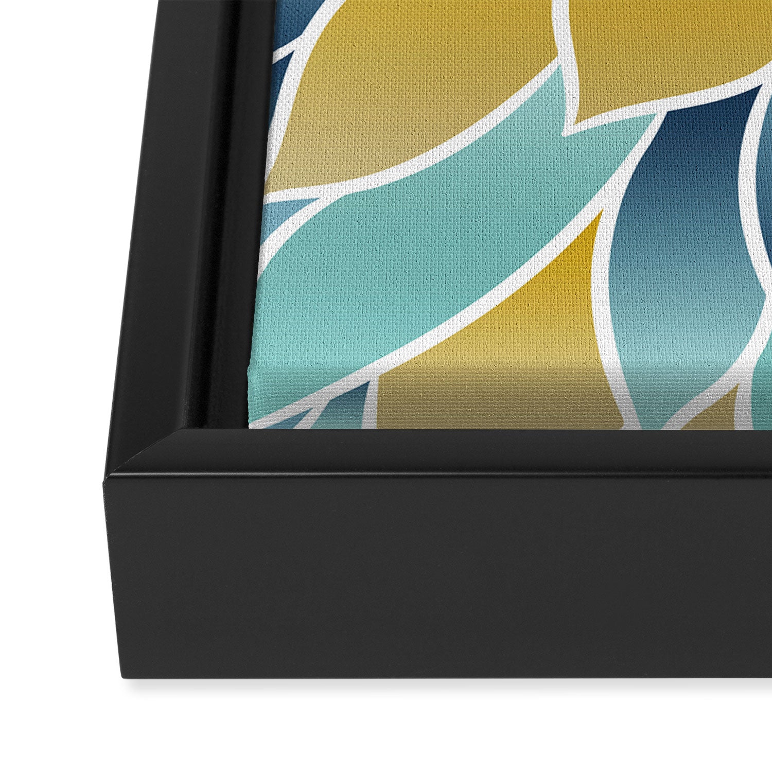 Modern, Floral Prints, Yellow, Blue and Teal Framed Canvas Print Gallery Image 3