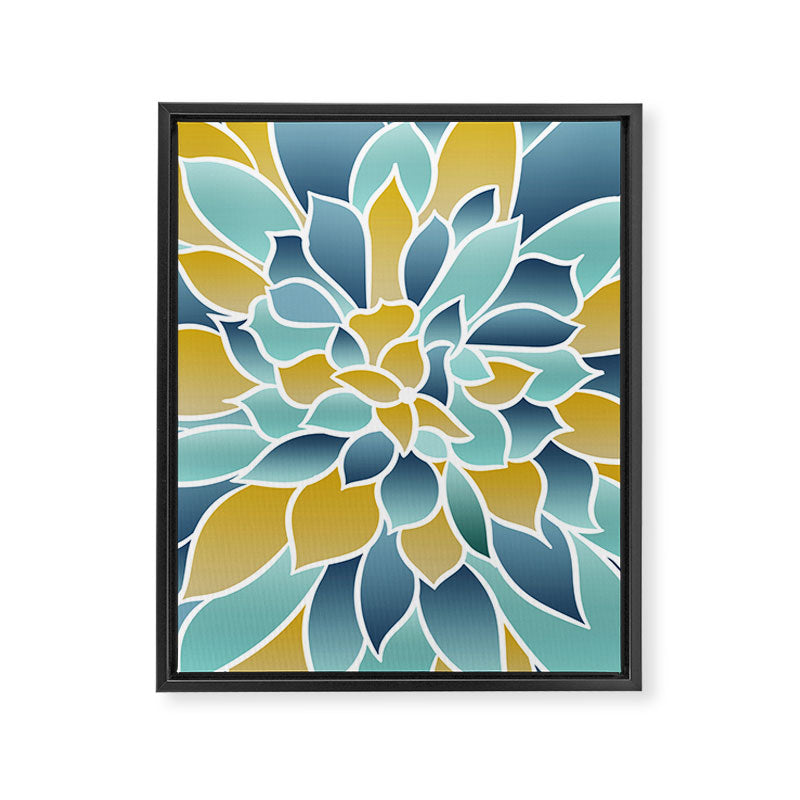 Modern, Floral Prints, Yellow, Blue and Teal Framed Canvas Print Gallery Image 8