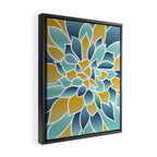 Modern, Floral Prints, Yellow, Blue and Teal Framed Canvas Print Gallery Image 2