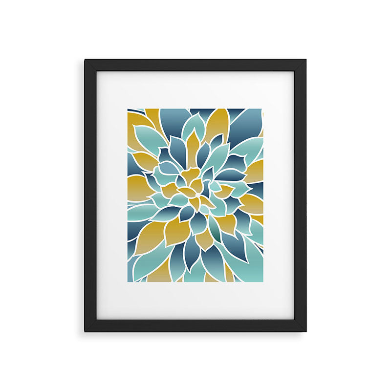 Modern, Floral Prints, Yellow, Blue and Teal Framed Art Print Gallery Image 6
