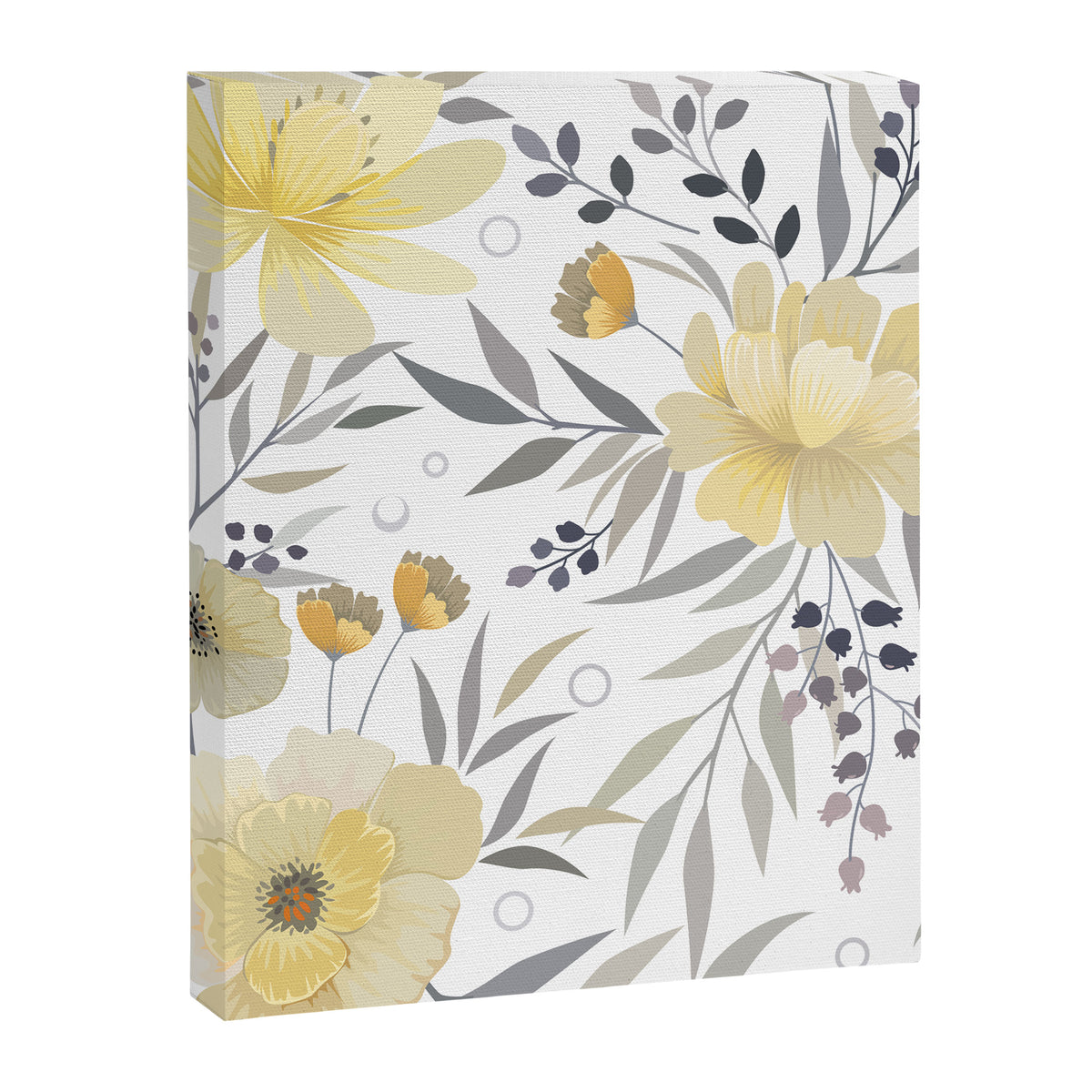 Modern, Floral Prints, Yellow, Gray and White Canvas Print Gallery Image 8