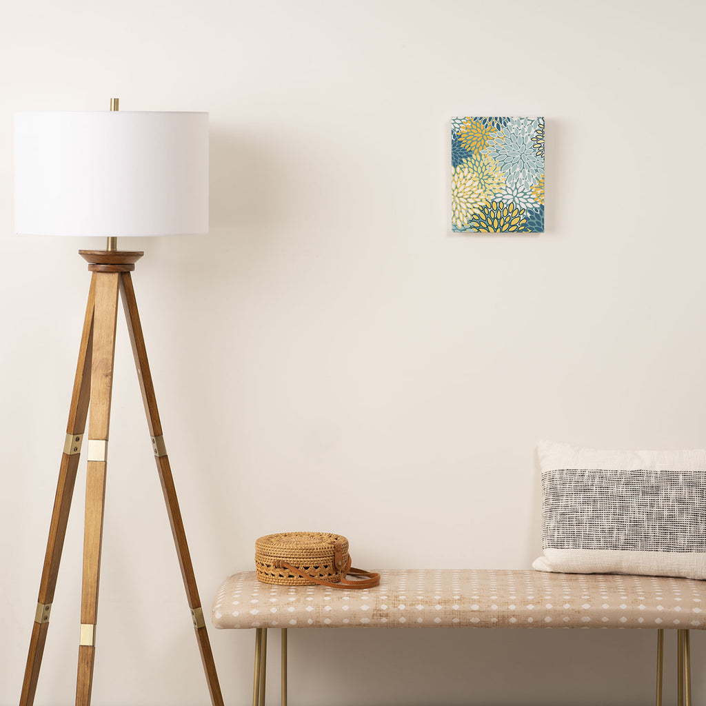 Modern Floral Yellow And Teal  Canvas Print Gallery Image 2