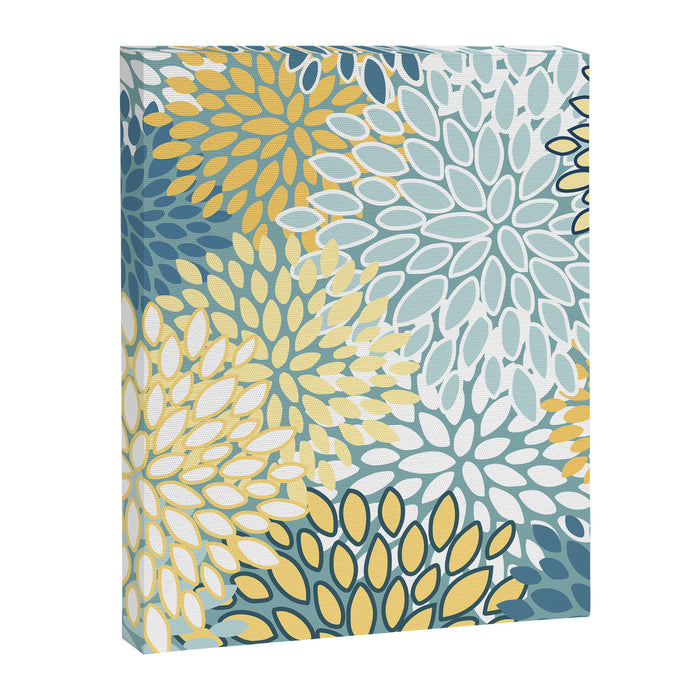 Modern Floral Yellow And Teal  Canvas Print Gallery Image 1