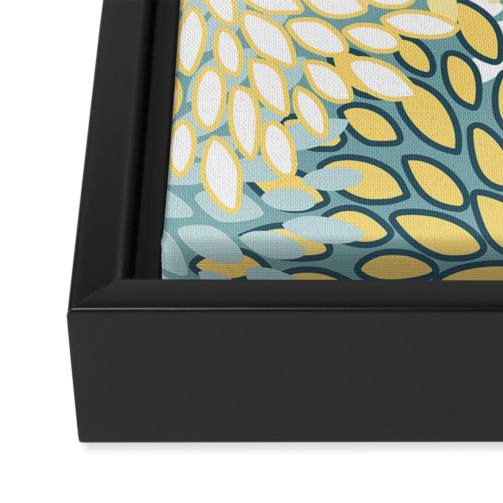 Modern Floral Yellow And Teal  Framed Canvas Print Gallery Image 3