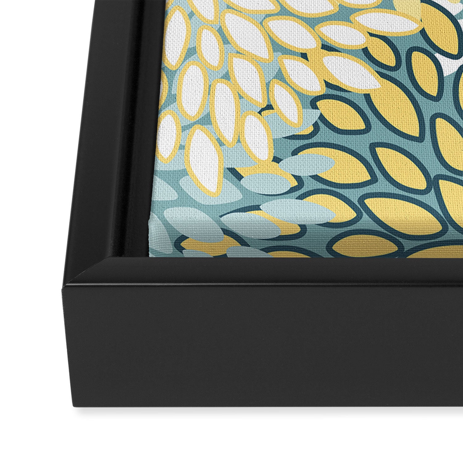 Modern Floral Yellow And Teal  Framed Canvas Print Gallery Image 3