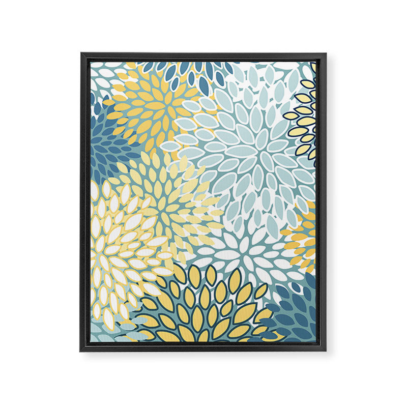 Modern Floral Yellow And Teal  Framed Canvas Print Gallery Image 8
