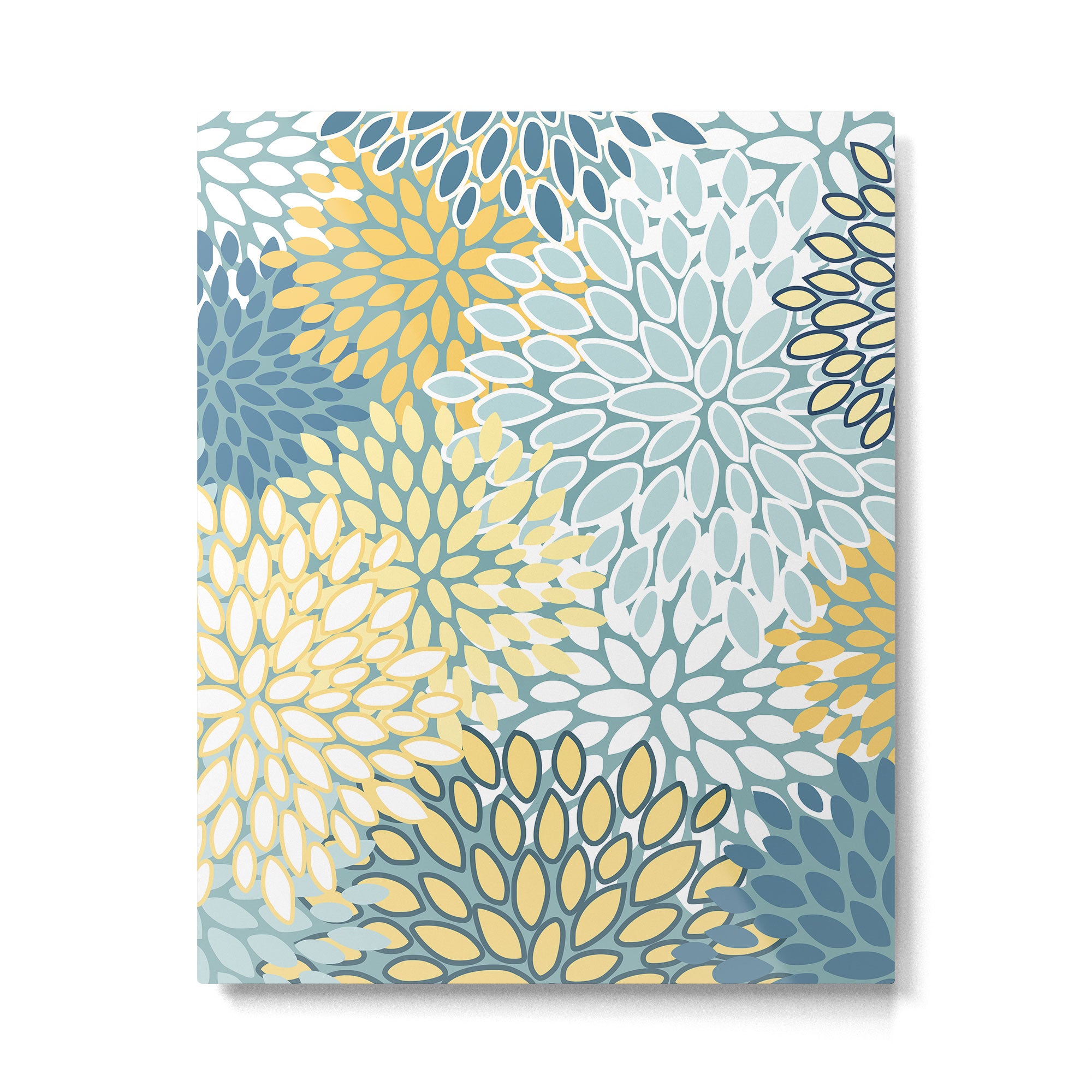 Modern Floral Yellow And Teal  Metal Print Gallery Image 6