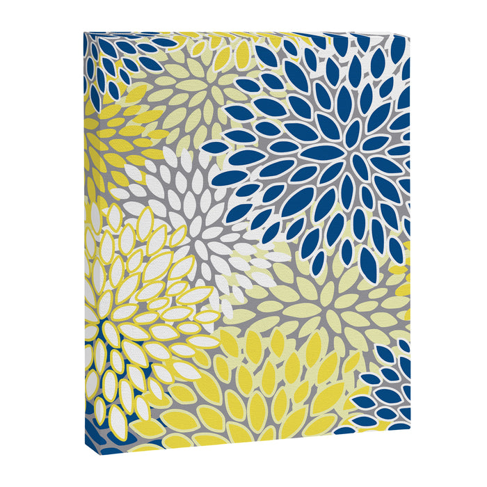 Modern Flowers Art, Blue, Yellow and Gray, Art Prints Canvas Print Gallery Image 1
