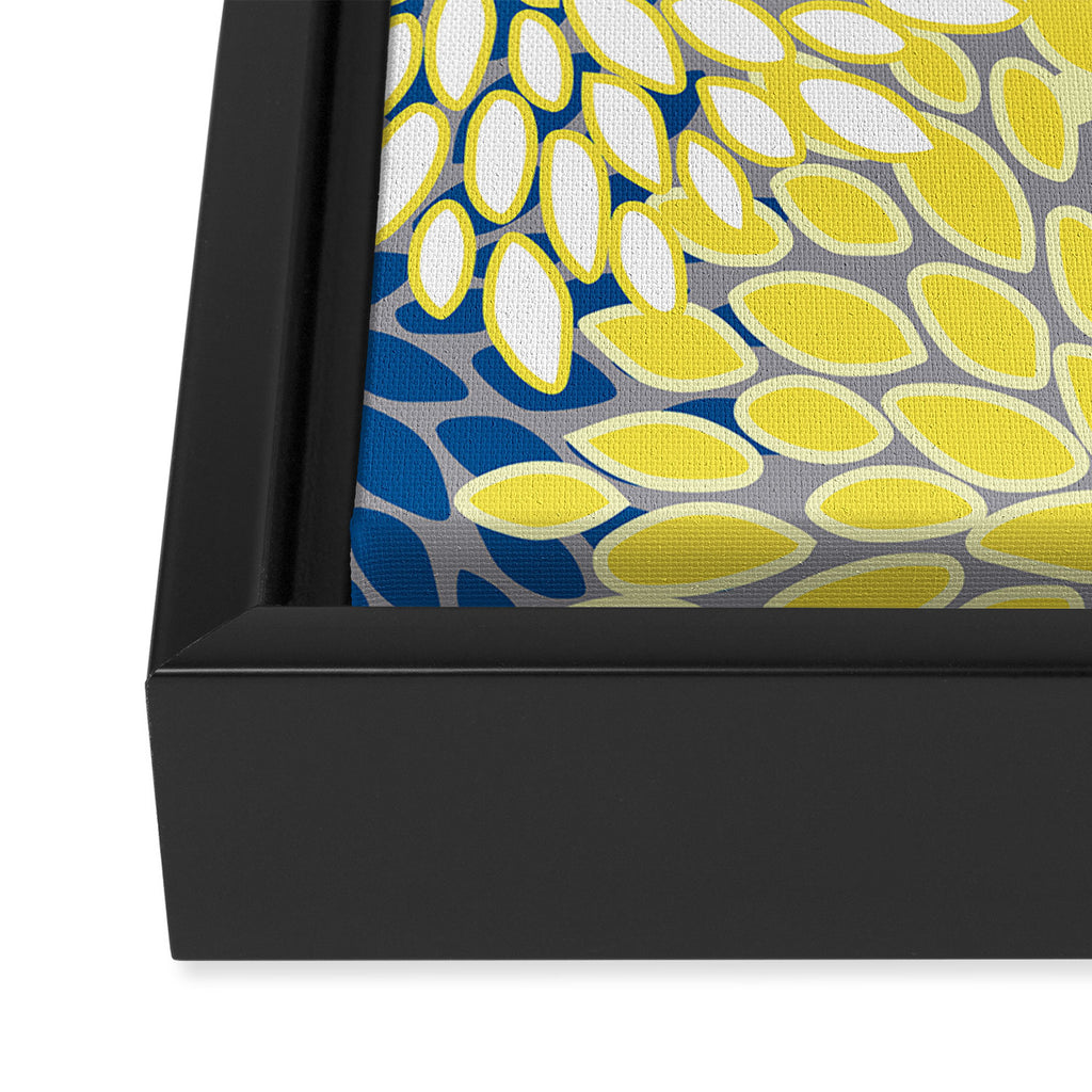 Modern Flowers Art, Blue, Yellow and Gray, Art Prints Framed Canvas Print Gallery Image 3