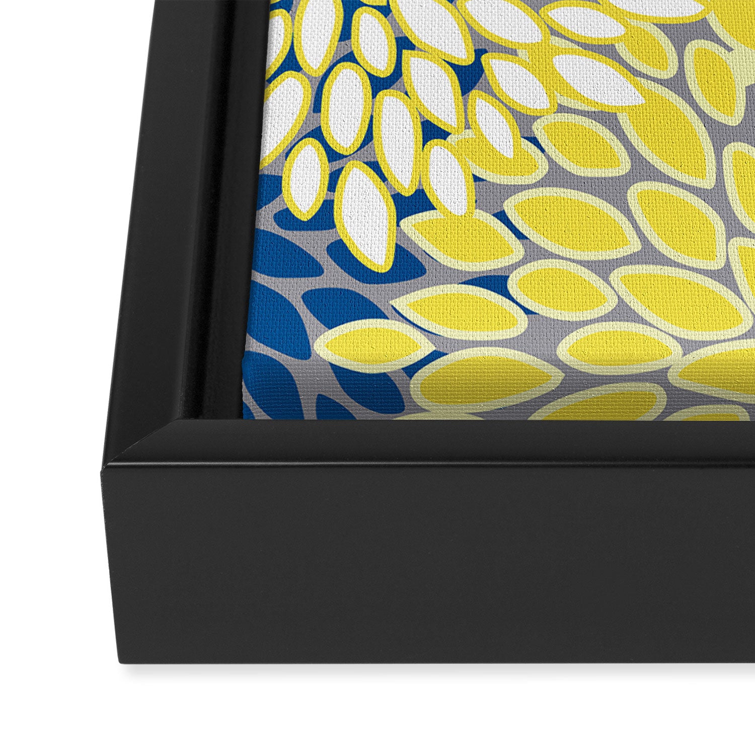 Modern Flowers Art, Blue, Yellow and Gray, Art Prints Framed Canvas Print Gallery Image 3