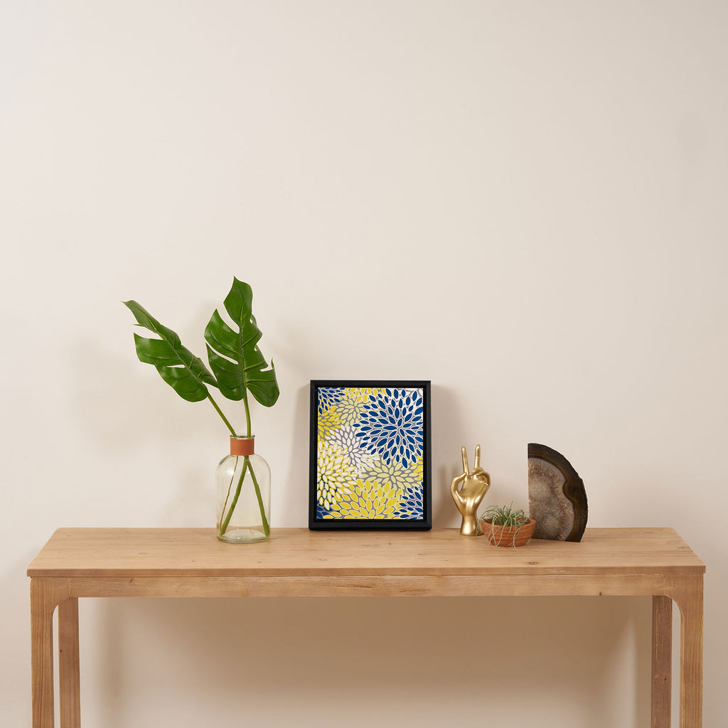 Modern Flowers Art, Blue, Yellow and Gray, Art Prints Framed Canvas Print Gallery Image 4