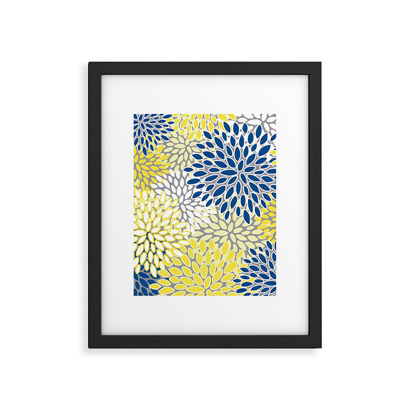 Modern Flowers Art, Blue, Yellow and Gray, Art Prints Framed Art Print Gallery Image 6