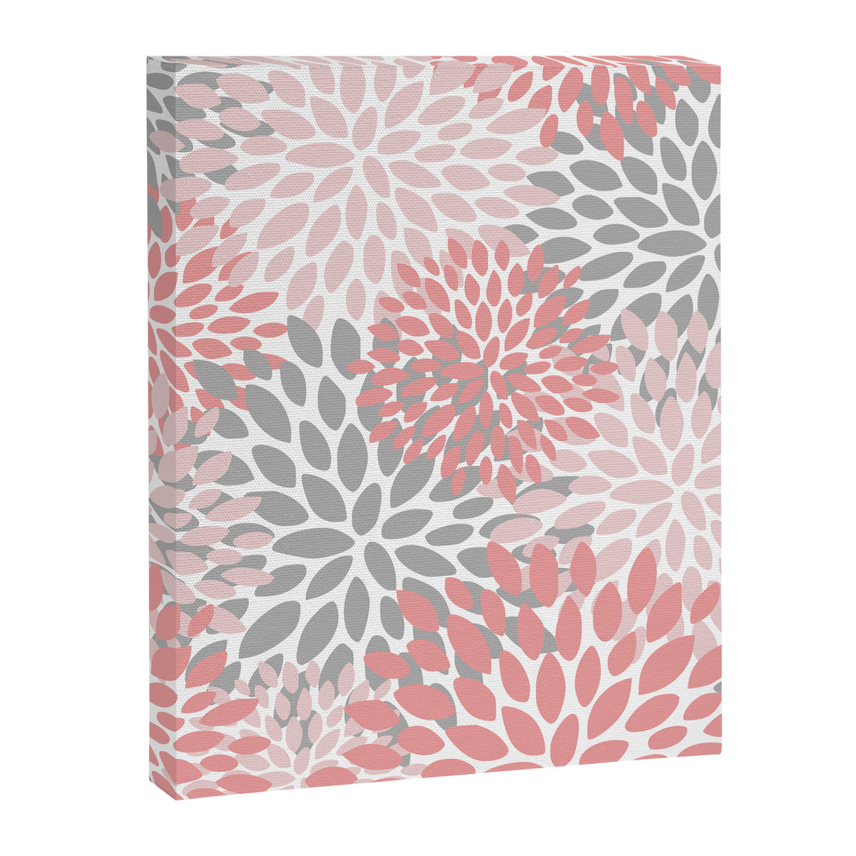 Modern, Flowers Print, Coral, Pink and Gray Canvas Print Gallery Image 8