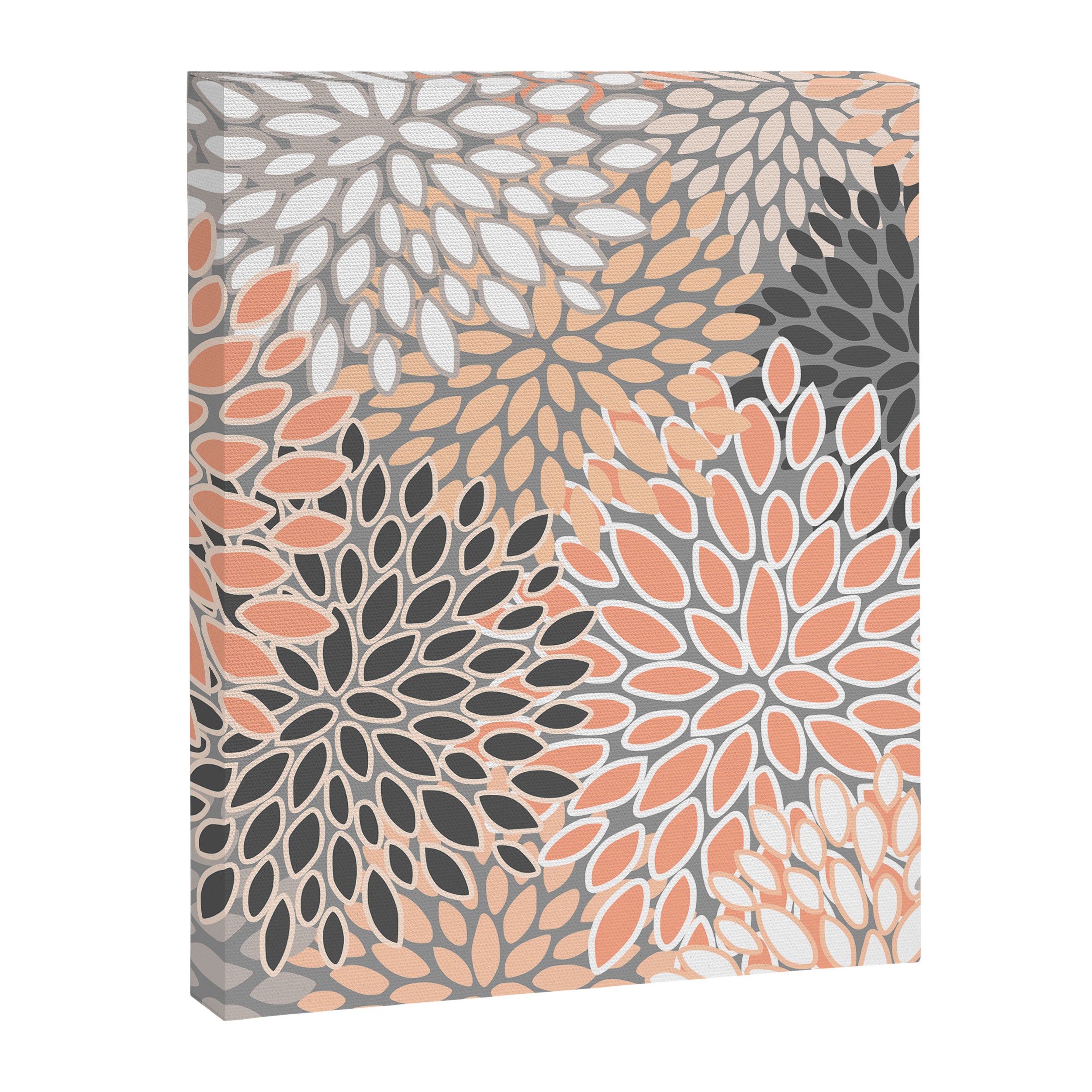 Modern, Flowers Print, Coral, Peach and Gray Canvas Print Gallery Image 8