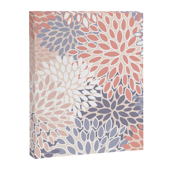  Modern Flowers Print, Coral, Pink and Purple Canvas Print Gallery Image 1