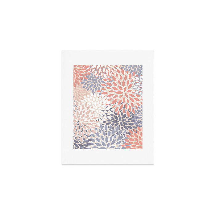  Modern Flowers Print, Coral, Pink and Purple Art Print Gallery Image 1