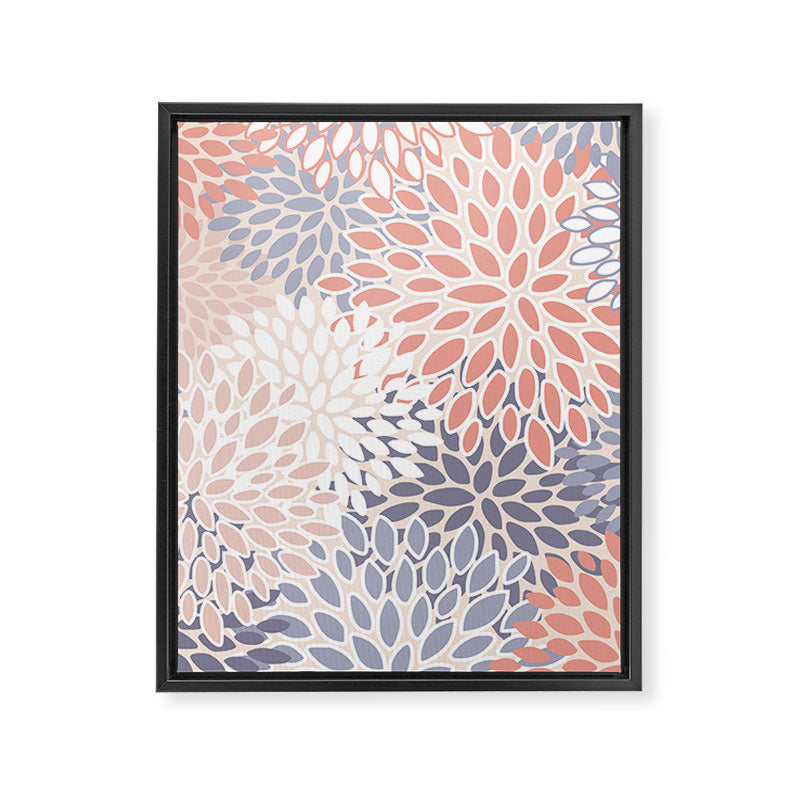  Modern Flowers Print, Coral, Pink and Purple Framed Canvas Print Gallery Image 8