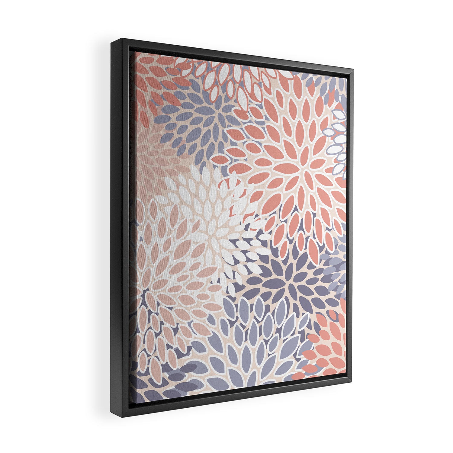  Modern Flowers Print, Coral, Pink and Purple Framed Canvas Print Gallery Image 2