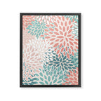 Modern Flowers Print, Coral, Pink and Teal Framed Canvas Print Gallery Image 8