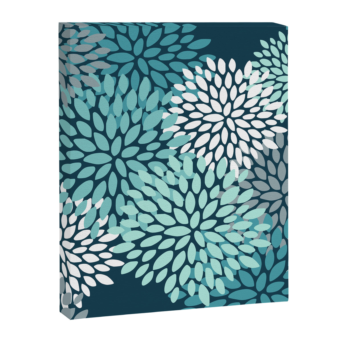 Modern Flowers Print, Teal and White Canvas Print Gallery Image 8