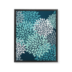 Modern Flowers Print, Teal and White Framed Canvas Print Gallery Image 8