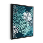 Modern Flowers Print, Teal and White Framed Canvas Print Gallery Image 2