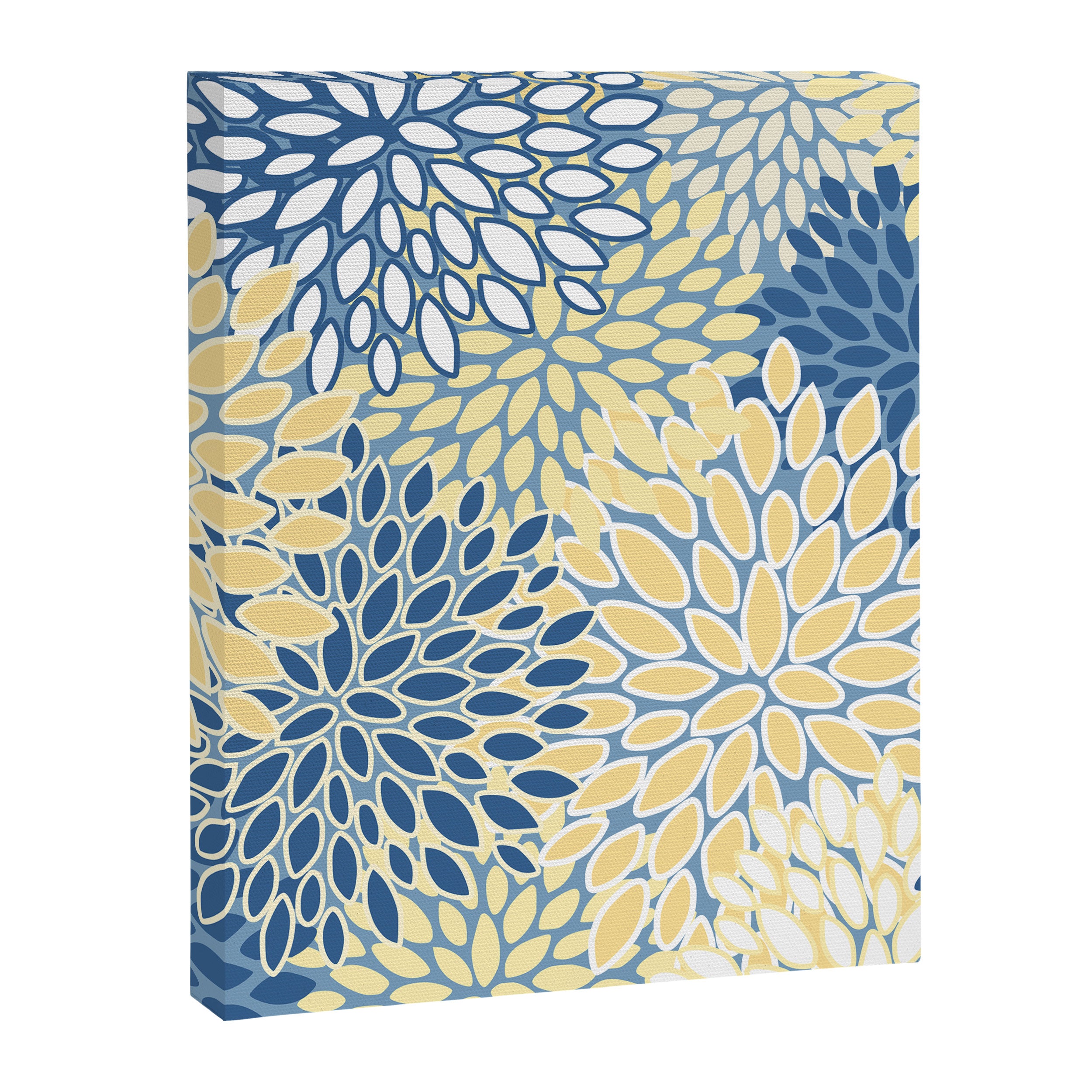 Modern, Flowers Print, Yellow, Blue and White Canvas Print Gallery Image 8