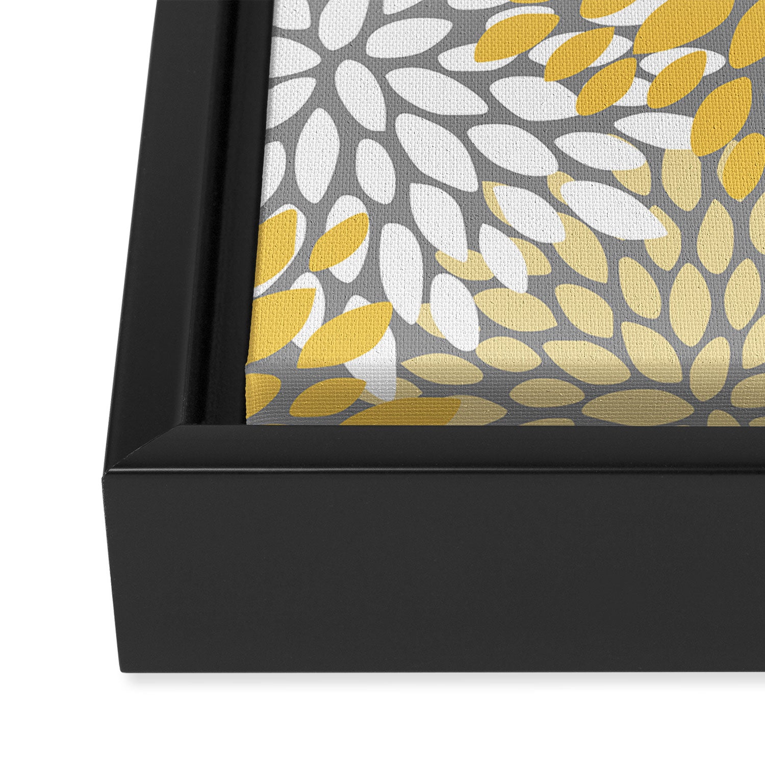 Modern Flowers Print, Yellow, White and Charcoal Grey Framed Canvas Print Gallery Image 3