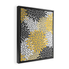 Modern Flowers Print, Yellow, White and Charcoal Grey Framed Canvas Print Gallery Image 2