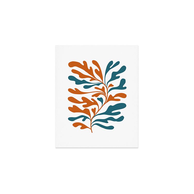 Modern Leaf Abstract Orange and Teal Art Print Gallery Image 1
