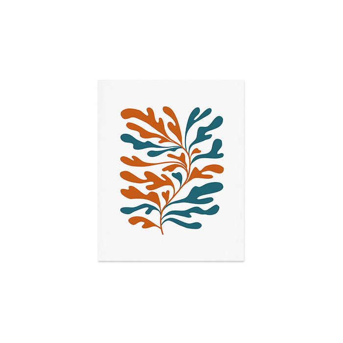 Modern Leaf Abstract Orange and Teal Art Print Gallery Image 1