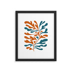 Modern Leaf Abstract Orange and Teal Framed Art Print Gallery Image 6