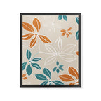 Modern, Minimal, Floral, Orange and Teal Framed Canvas Print Gallery Image 8