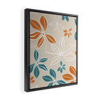 Modern, Minimal, Floral, Orange and Teal Framed Canvas Print Gallery Image 2