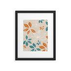 Modern, Minimal, Floral, Orange and Teal Framed Art Print Gallery Image 6