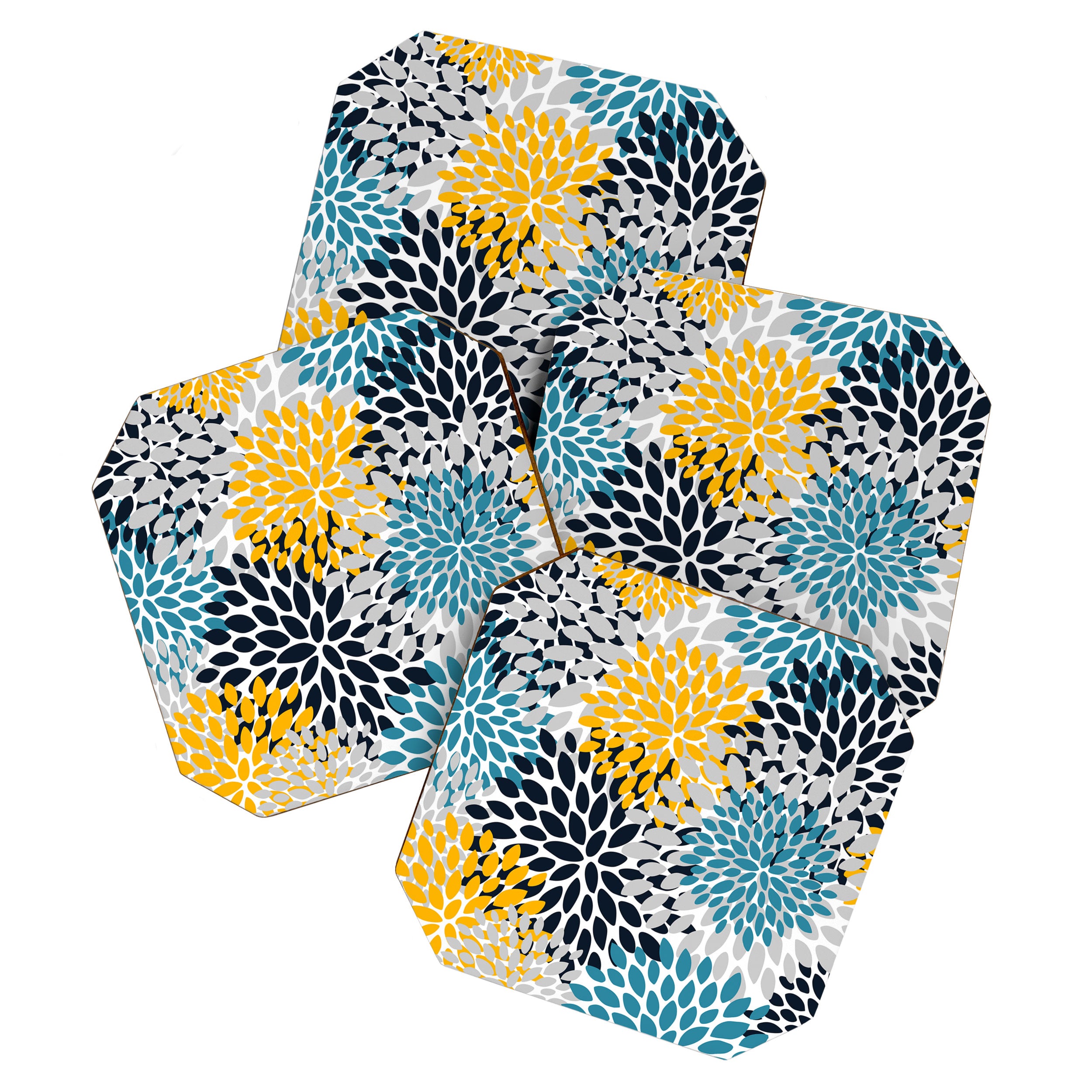 Modern Teal, Yellow and Blue Coaster Gallery Image 1