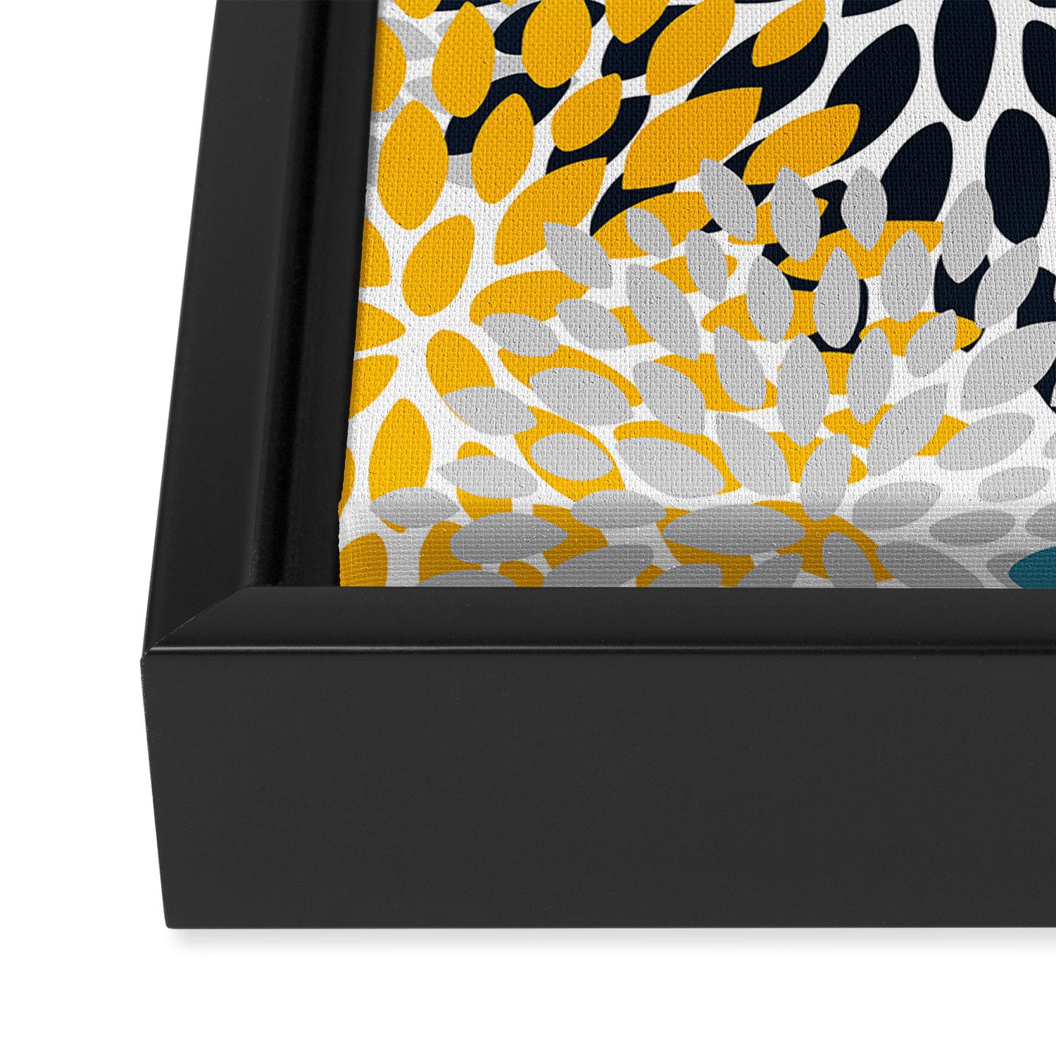 Modern Teal, Yellow and Blue Framed Canvas Print Gallery Image 3