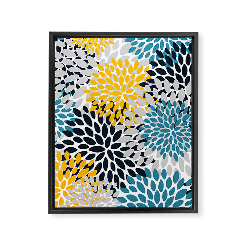 Modern Teal, Yellow and Blue Framed Canvas Print Gallery Image 8