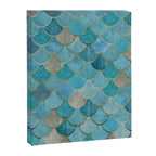 Moroccan Fish Scale Mermaid Pattern, Teal Blue and Gold Canvas Print Gallery Image 8