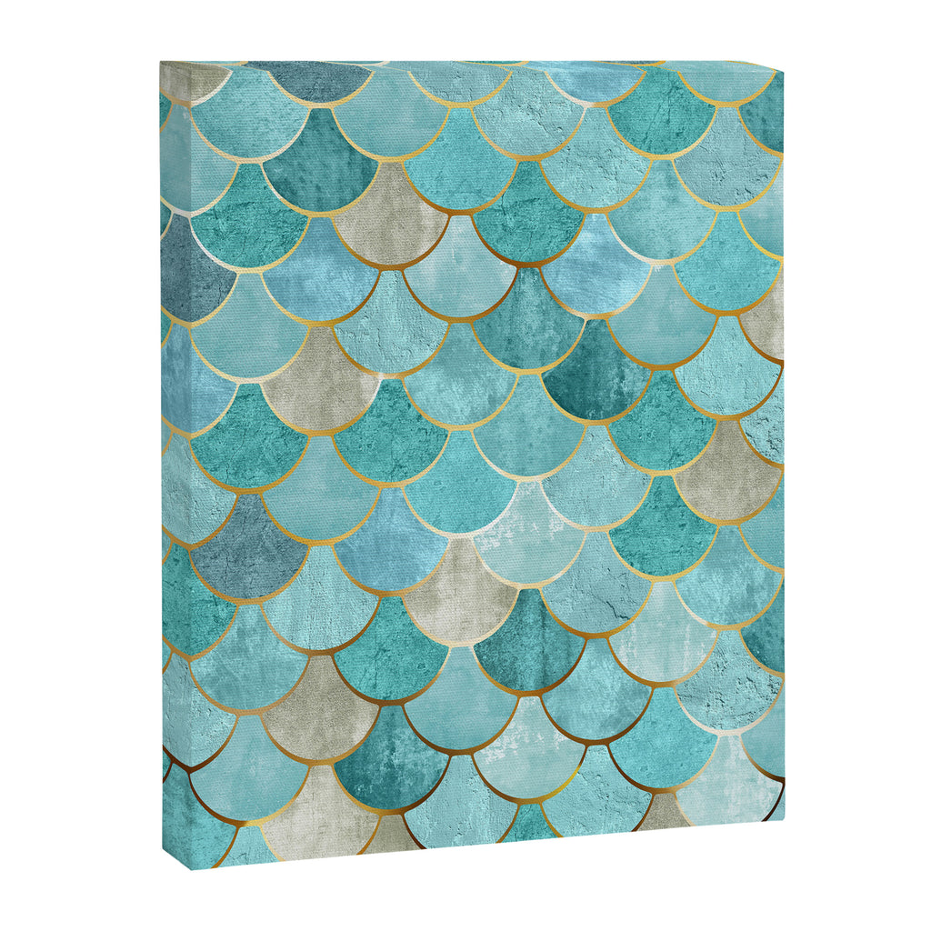 Moroccan Mermaid Fish Scale Pattern, Aqua,Teal Canvas Print Gallery Image 8