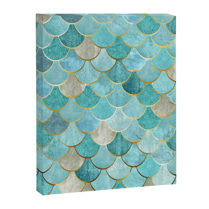 Moroccan Mermaid Fish Scale Pattern, Aqua,Teal Canvas Print Gallery Image 1