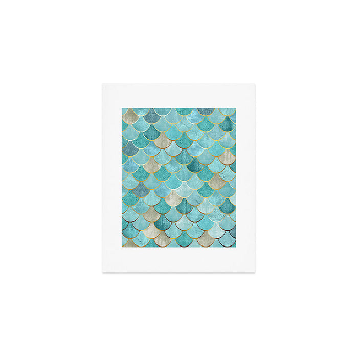 Moroccan Mermaid Fish Scale Pattern, Aqua,Teal Art Print Gallery Image 1