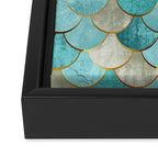 Moroccan Mermaid Fish Scale Pattern, Aqua,Teal Framed Canvas Print Gallery Image 3
