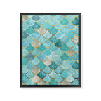 Moroccan Mermaid Fish Scale Pattern, Aqua,Teal Framed Canvas Print Gallery Image 8