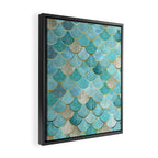 Moroccan Mermaid Fish Scale Pattern, Aqua,Teal Framed Canvas Print Gallery Image 2