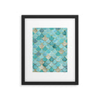Moroccan Mermaid Fish Scale Pattern, Aqua,Teal Framed Art Print Gallery Image 4