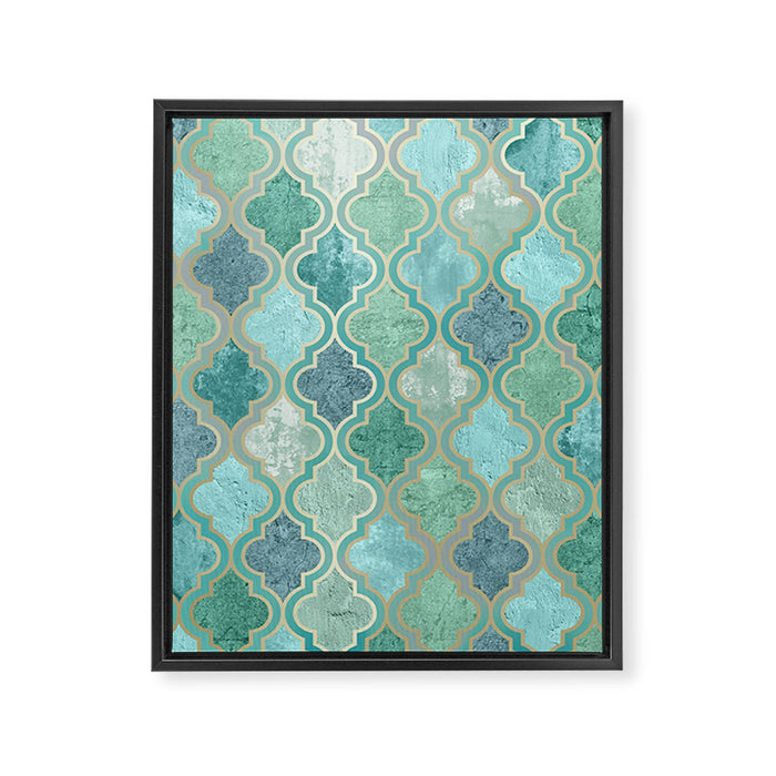 Moroccan Teal Green Framed Canvas Print Gallery Image 1