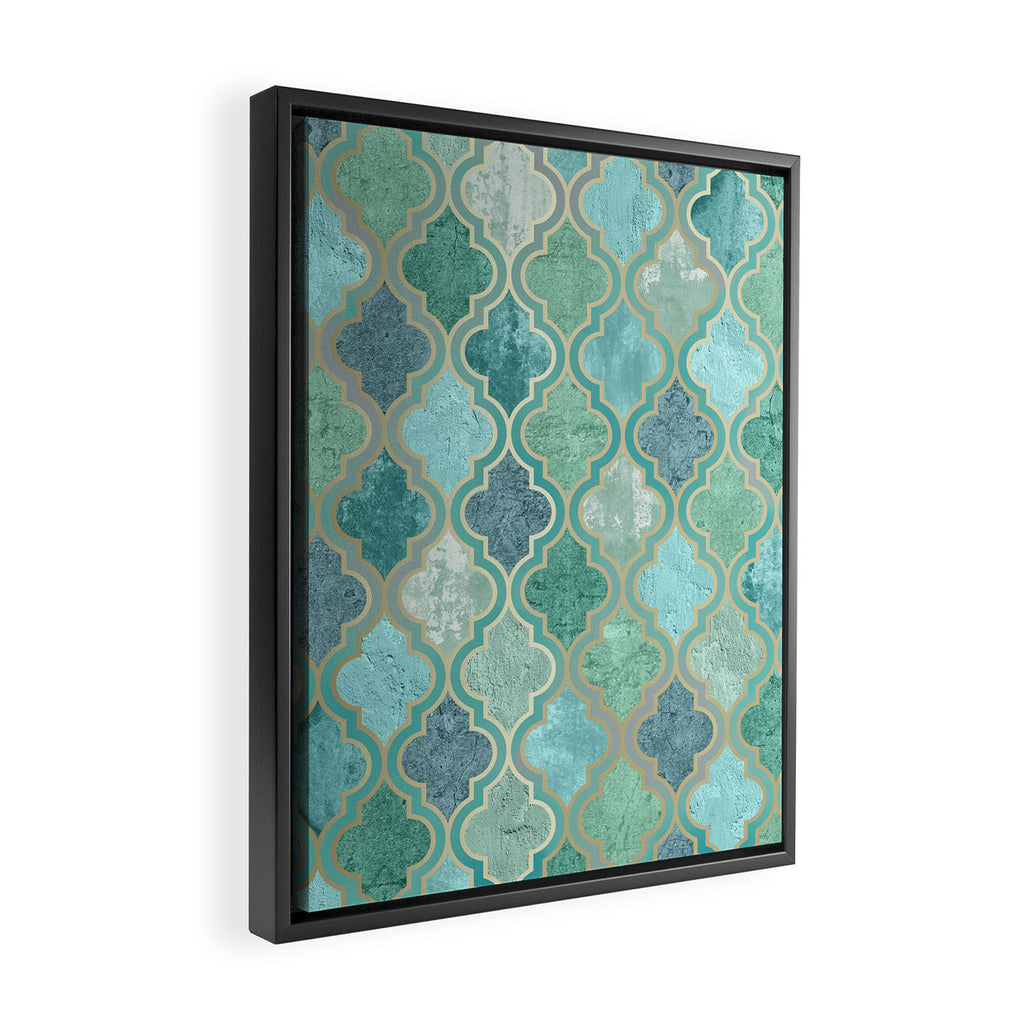 Moroccan Teal Green Framed Canvas Print Gallery Image 2